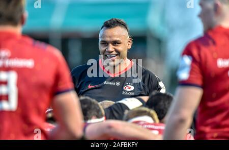 Londra, Regno Unito. Xiv Dic, 2019. Billy Vunipola dei Saraceni durante il rugby europeo Champions Cup match tra Saraceni e Munster presso il Parco di Allianz, Londra, Inghilterra il 14 dicembre 2019. Foto di Phil Hutchinson. Solo uso editoriale, è richiesta una licenza per uso commerciale. Nessun uso in scommesse, giochi o un singolo giocatore/club/league pubblicazioni. Credit: UK Sports Pics Ltd/Alamy Live News Foto Stock