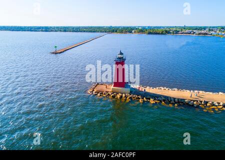 Manistique faro in oriente manistique breakwater light Foto Stock