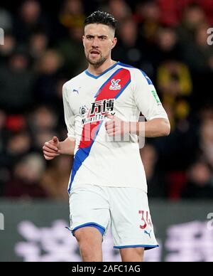 Il palazzo di cristallo di Martin Kelly durante il match di Premier League a Vicarage Road, Watford. Foto Stock