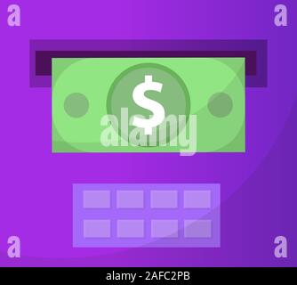 ATM fornisce denaro icona, design piatto. Il riaccredito della vincita sul conto ATM isolati su sfondo bianco. Illustrazione Vettoriale, clip art Illustrazione Vettoriale