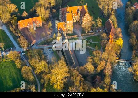 Fotografia aerea, Castello Heessen scuola privata e Boarding School, Heessen castello è uno stato-certified boarding school in Hamm, LSH Boarding School Foto Stock