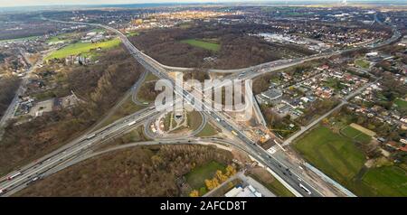 Foto aerea, ricostruzione autostradale di Recklinghausen, autostrada A2, autostrada A43, svincolo Recklinghausen è una giunzione autostradale in Recklingh Foto Stock