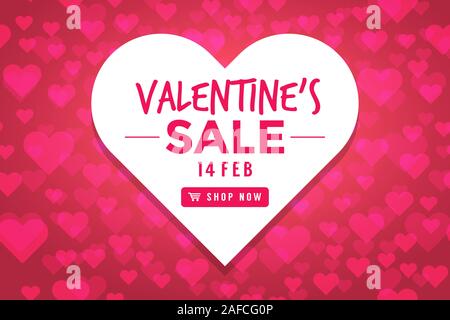 Il giorno di San Valentino la vendita con uno sfondo a forma di cuore. Illustrazione Vettoriale