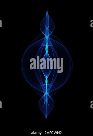 Abstract il neon blu brillante elemento decorativo isolato su sfondo nero Foto Stock