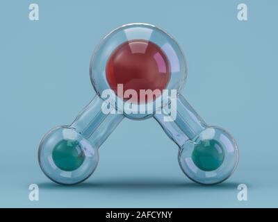 Molecola di acqua. Ecologia e biologia e biochimica del concetto. Il rendering 3D Foto Stock