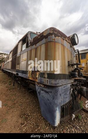 Zimbabwe. Il museo ferroviario di Bulawayo. Motori diesel delle Ferrovie Rhodesiane (successivamente Ferrovie nazionali dello Zimbabwe) Foto Stock