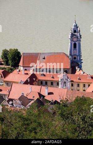 Abbey Dürnstein, Dürnstein, fiume Danubio, Wachau, Austria superiore, Austria, Europa Foto Stock