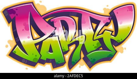 Parte di parola leggibile in stile graffiti in vivaci colori personalizzabili. Illustrazione Vettoriale