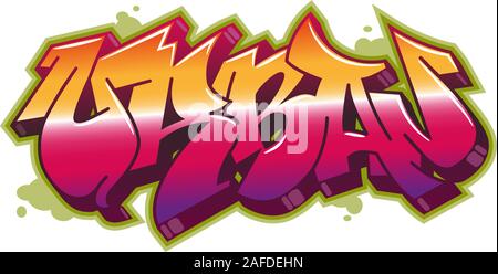 Urban parola leggibile in stile graffiti in vivaci colori personalizzabili. Illustrazione Vettoriale