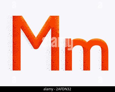 Illustrazione di alfabeto decorativo con capitale e piccola lettera M e la particella di polvere per effetto Foto Stock
