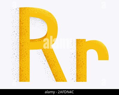 Illustrazione di alfabeto decorativo con capitale e piccola lettera R e la particella di polvere per effetto Foto Stock