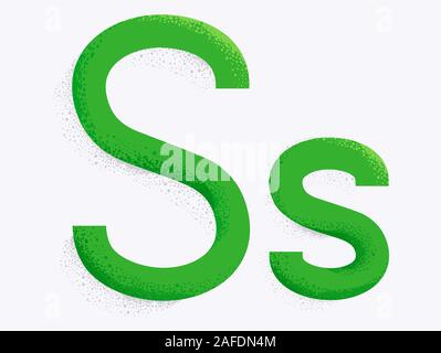 Illustrazione di alfabeto decorativo con capitale e piccola lettera S e la particella di polvere per effetto Foto Stock
