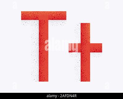 Illustrazione di alfabeto decorativo con capitale e piccola lettera T e la particella di polvere per effetto Foto Stock