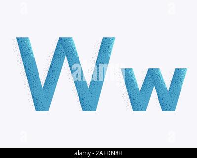 Illustrazione di alfabeto decorativo con capitale e piccola lettera W e la particella di polvere per effetto Foto Stock