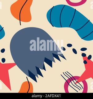 Floral moderna e contemporanea pattern seamless fluido e varietà di forme. Illustrazione Vettoriale