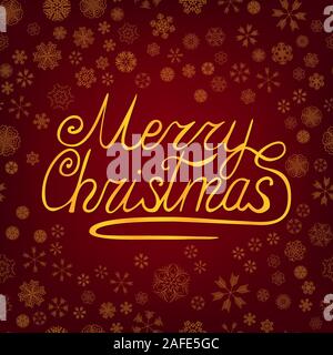 Vector golden lettering Merry Christmas - Di lusso biglietto di auguri con i fiocchi di neve Illustrazione Vettoriale
