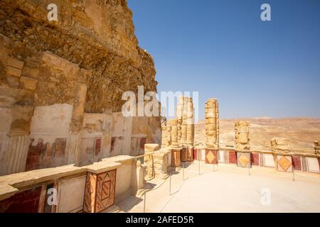 Il Palazzo di nord a Masada national park, Israele Foto Stock