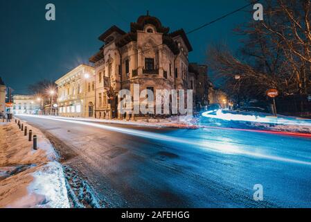 Bucarest scena notturna nella stagione invernale Foto Stock