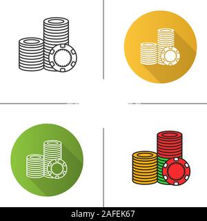 Casino chip icona dello stack. Design piatto, lineare e stili colore. Casino. Isolato illustrazioni vettoriali Illustrazione Vettoriale