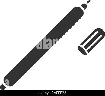 Tessuto pennarello icona glyph. Simbolo di Silhouette. Lo spazio negativo. Vettore illustrazione isolato Illustrazione Vettoriale