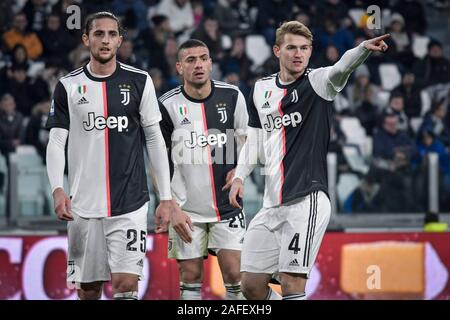 Torino, Italia. 15 Dic, 2019. Torino. Partita di campionato di Serie A TIM 2019/2020. Juventus vs Udinese. Lo Stadio Allianz nella foto: Adrien Rabiot Matthijs de Ligt Merih Demiral Credit: Indipendente Agenzia fotografica/Alamy Live News Foto Stock