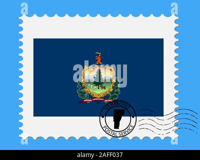 Stati Uniti lo stato del Vermont bandiera con Francobollo illustrazione vettoriale EPS 10 Illustrazione Vettoriale