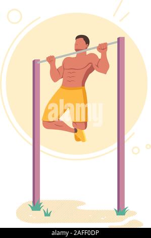 Pull-up Calisthenics di peso corporeo di esercizio Illustrazione Vettoriale