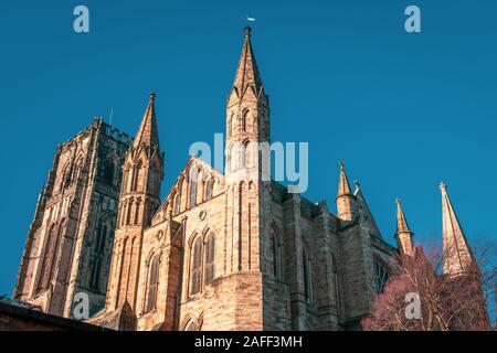 Una vista della Cattedrale di Durham, Durham, Inghilterra Foto Stock