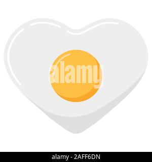 Fried forma di cuore uovo con il tuorlo giallo icona vettore isolato su sfondo bianco. Illustrazione Vettoriale