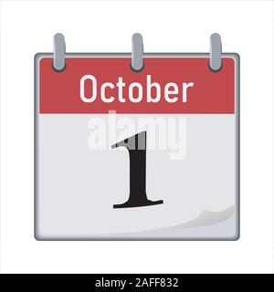 Icona del calendario è il primo numero del mese. Illustrazione Vettoriale