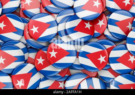 I badge con bandiera di Cuba, rendering 3D Foto Stock