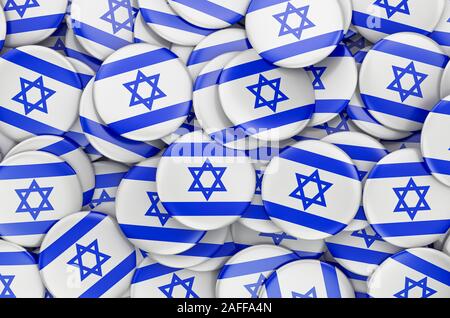 I badge con bandiera di Israele, rendering 3D Foto Stock