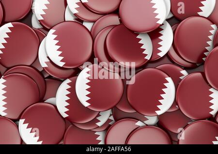 I badge con bandiera del Qatar, rendering 3D Foto Stock