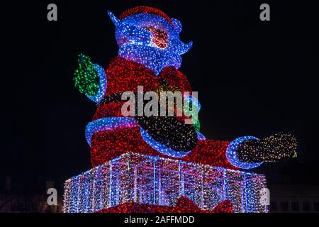 Natale Luce display, Piccadilly Gardens, Manchester, Inghilterra, Regno Unito Foto Stock