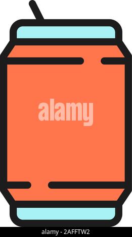 Birra di vettore può, stagno, garbage piatta linea colore icona. Illustrazione Vettoriale