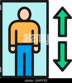 Ascensore segno, sollevare piatta linea colore icona. Isolato su sfondo bianco Illustrazione Vettoriale