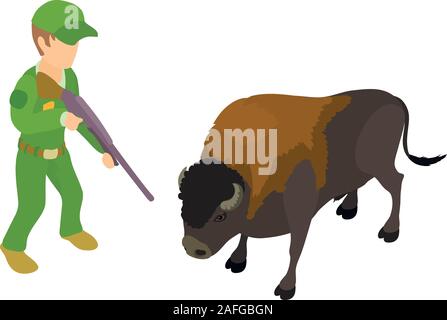 Animal hunter icona, stile isometrico Illustrazione Vettoriale