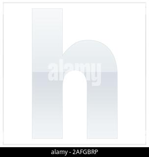 La lettera h, fatta di bianco e grigio, mezzo-e-mezzo. Stessi colori di capovolgere e utilizzato nel telaio. Su sfondo bianco Foto Stock