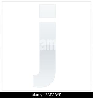 La lettera j, fatta di bianco e grigio, mezzo-e-mezzo. Stessi colori di capovolgere e utilizzato nel telaio. Su sfondo bianco Foto Stock