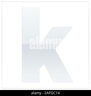 La lettera k, reso bianco e grigio, mezzo-e-mezzo. Stessi colori di capovolgere e utilizzato nel telaio. Su sfondo bianco Foto Stock