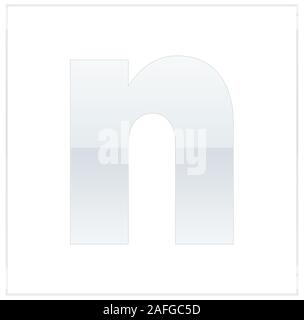La lettera n, reso bianco e grigio, mezzo-e-mezzo. Stessi colori di capovolgere e utilizzato nel telaio. Su sfondo bianco Foto Stock