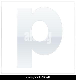 La lettera p, reso bianco e grigio, mezzo-e-mezzo. Stessi colori di capovolgere e utilizzato nel telaio. Su sfondo bianco Foto Stock