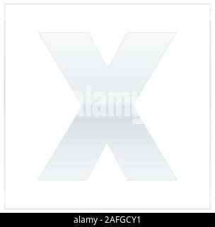 La lettera x, fatta di bianco e grigio, mezzo-e-mezzo. Stessi colori di capovolgere e utilizzato nel telaio. Su sfondo bianco Foto Stock