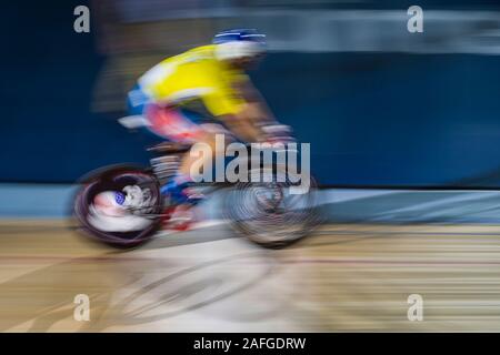 Il quinto giorno della London sei giorni, Lee Valley Velodromo, Abercrombie Road, Queen Elizabeth Olympic Park, Londra, Gran Bretagna Foto Stock