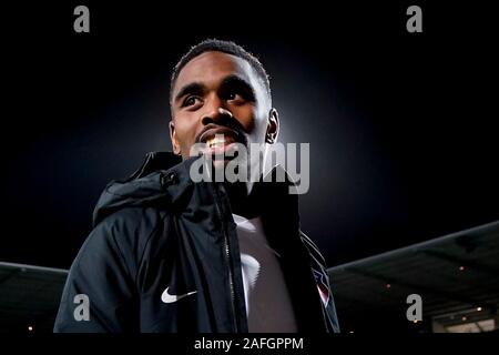 Almelo, Paesi Bassi. 15 Dic, 2019. ALMELO, Heracles Almelo - FC Utrecht, 15-12-2019, calcio, Eredivisie Olandese, stagione 2019-2020, Polman Stadium, FC Utrecht player Gyrano Kerk dopo la partita di Heracles Almelo - FC Utrecht Credito: Pro scatti/Alamy Live News Foto Stock