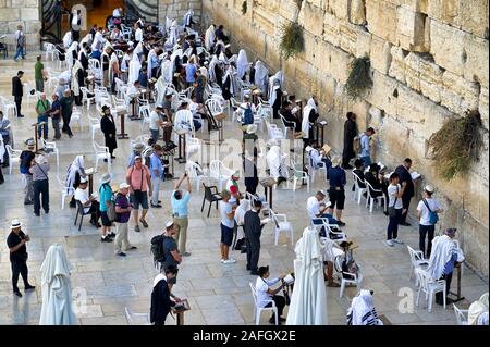 Gerusalemme in Israele. Il muro occidentale (il muro del pianto) Foto Stock