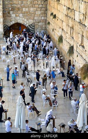 Gerusalemme in Israele. Il muro occidentale (il muro del pianto) Foto Stock