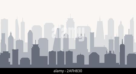 Skyline della città silhouette vettore. Urbano moderno cityscape illustrazione. Illustrazione Vettoriale