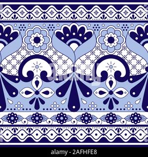 Messicano Poblana Talavera pottery vector seamless pattern, sfondo ripetitivo ispirata dal tradizionale design ceramica dal Messico Illustrazione Vettoriale