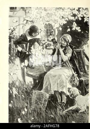 . San Nicola [numero]. Ho 564-1 6 ho 6William ShakespeareApril 23. Quando Shakespeare era un ragazzo. ST. NICHOLAS Vol. XLIII aprile, 1916 Copyriptht, 1916 Dal Crntury Co. Tutti i diritti riservati. No. 6 SHAKESPEARE, stella di poeti da John Bennett autore di allodola Master: un racconto shakespeariano di tempo su o circa il ventitreesimo giorno del mese di aprile, 1564,nell'sunshiny città di Stratford-su-Avon, wasborn, primo figlio di John e Mary Shake-speare, poeta, player e play-scrittore; e su thetwenty-sesto di aprile egli fu battezzato nella chiesa theparish. Stratford era un non trascurabile provincialmarket-città, w Foto Stock